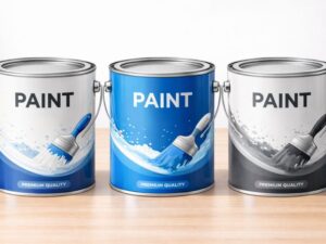 3つ並んだ塗料缶